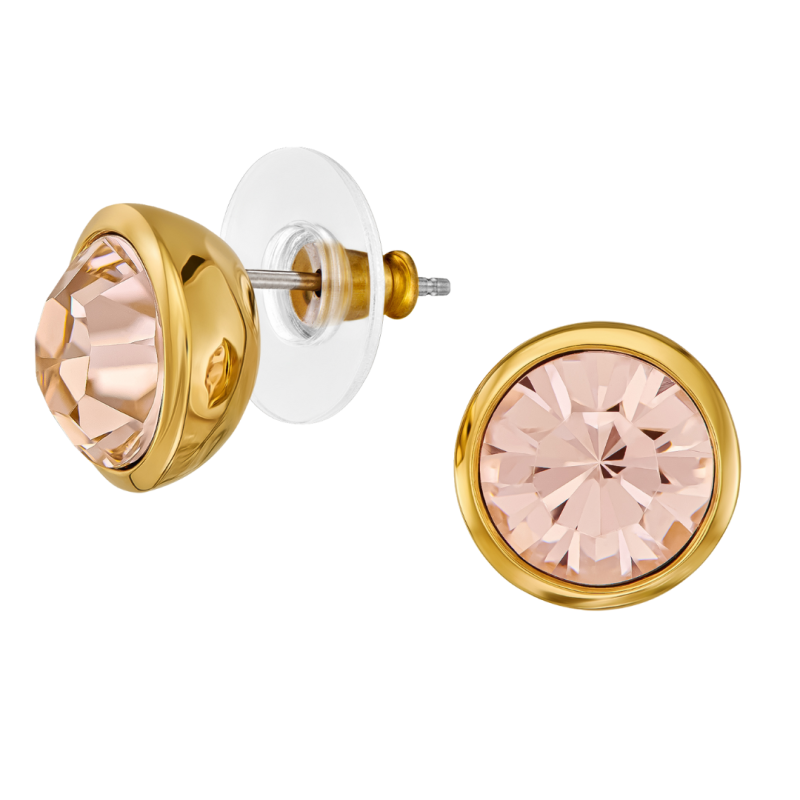 Traveller Oorstekers - Verguld - Kristal - Golden Quartz - 10mm - 157856