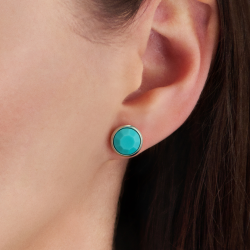 Traveller Earrings - Silver Coloured - Crystal - Turquoise - Platinum Plated - 10mm