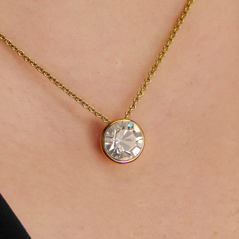 Traveller Pendant with Necklace - Gold Plated - Kristal - 10mm - 40+4+4cm - 157858