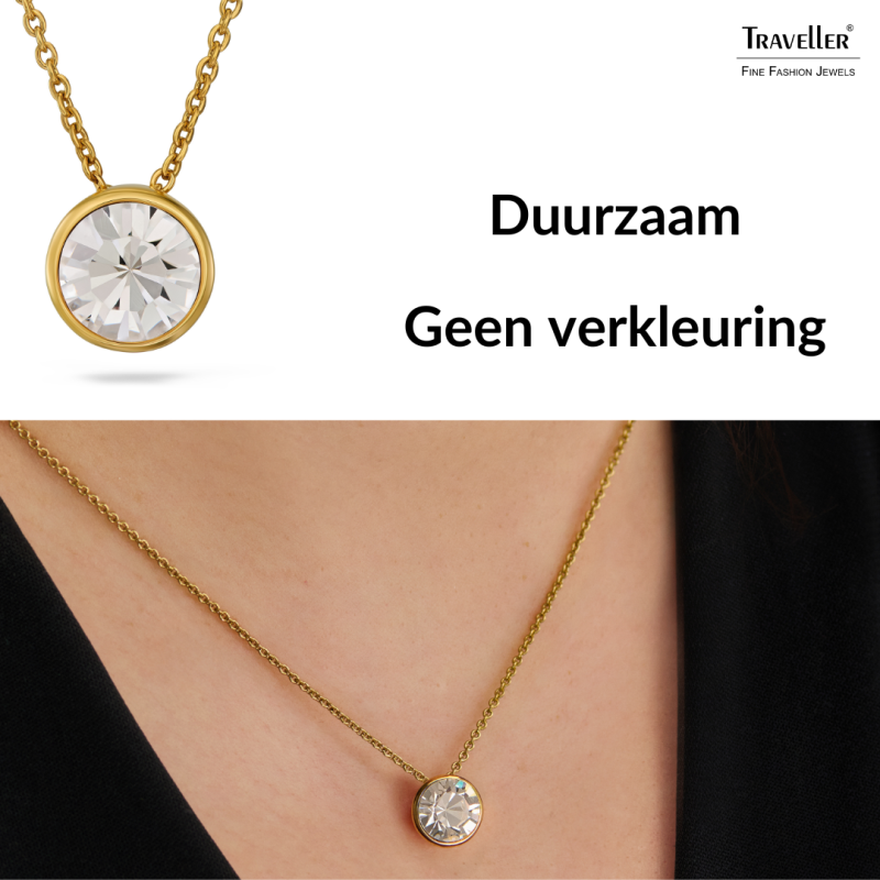 Traveller Hanger met Ketting - Verguld - Kristal - 10mm - 40+4+4cm - 157858