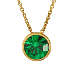 Traveller Dames Ketting met Hanger - Verguld - Kristal - 10mm - Smaragd Groen - 40+4+4cm - 157862