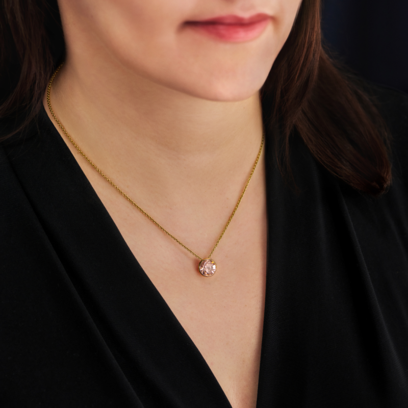 Traveller Pendant with Necklace - Gold Plated - Crystal - 10mm - Golden Quartz - 40+4+4cm