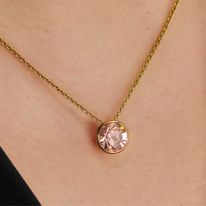 Traveller Dames Ketting met Hanger - Verguld - Kristal - 10mm - Golden Quartz - 40+4+4cm - 157863