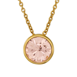 Traveller Anhänger mit Kette - Vergoldet - Kristall - 10mm - Golden Quartz - 40+4+4cm