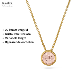 Traveller Hanger met Ketting - Verguld - Kristal - 10mm - Golden Quartz - 40+4+4cm - 157863