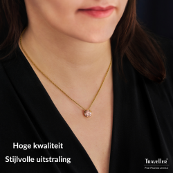 Traveller Dames Ketting met Hanger - Verguld - Kristal - 10mm - Golden Quartz - 40+4+4cm