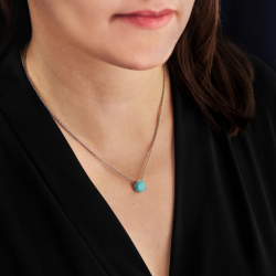 Traveller Hanger met Ketting - Zilverkleurig - Kristal - 10mm - Turquoise - Geplatineerd - 40+4+4cm - 157864