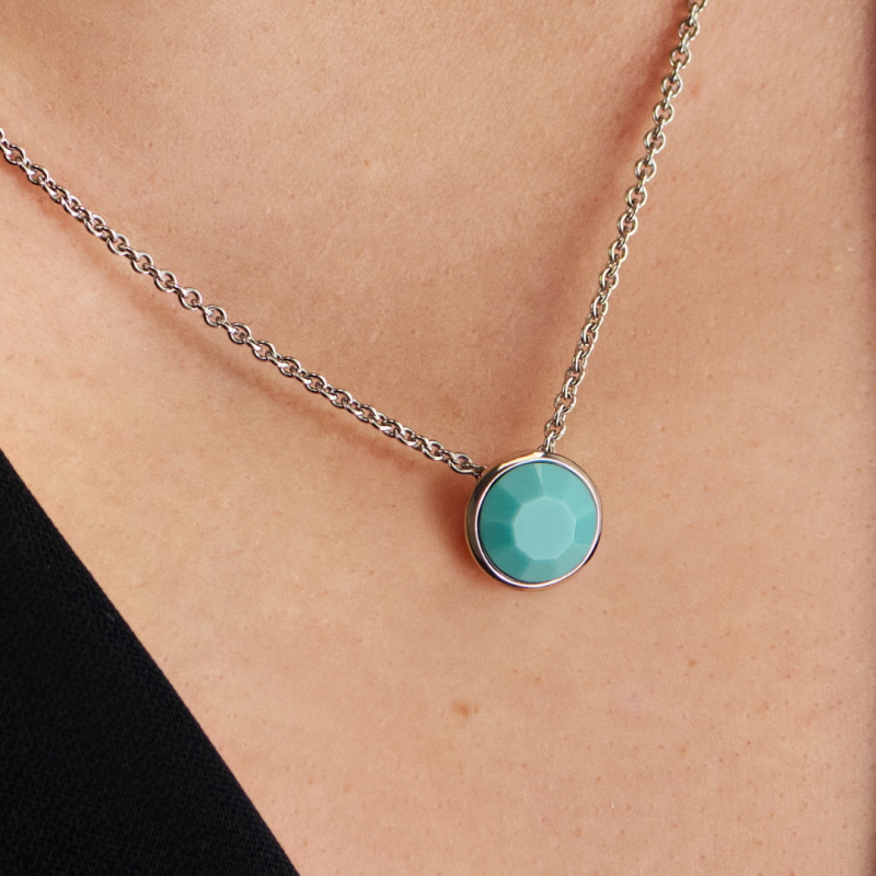 Traveller Hanger met Ketting - Zilverkleurig - Kristal - 10mm - Turquoise - Geplatineerd - 40+4+4cm - 157864
