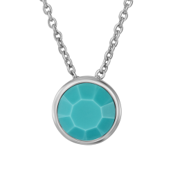 Traveller Pendant with Necklace - Silver Coloured - Crystal - 10mm - Turquoise - Platinum Plated - 40+4+4cm