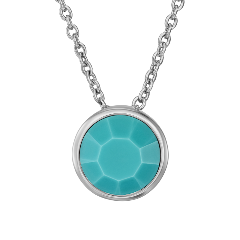 Traveller Hanger met Ketting - Zilverkleurig - Kristal - 10mm - Turquoise - Geplatineerd - 40+4+4cm - 157864