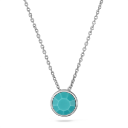 Traveller Pendant with Necklace - Silver Coloured - Crystal - 10mm - Turquoise - Platinum Plated - 40+4+4cm