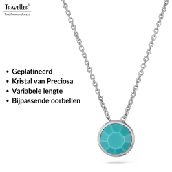 Traveller Hanger met Ketting - Zilverkleurig - Kristal - 10mm - Turquoise - Geplatineerd - 40+4+4cm - 157864