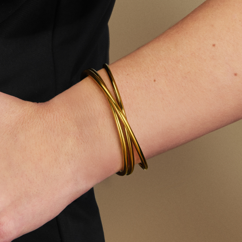 Traveller Bangle - Edelstaal - Verguld - 64x55 mm