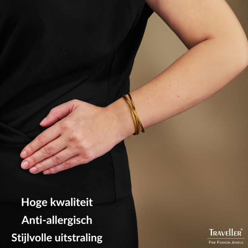 Traveller Bangle - Edelstaal - Verguld - 64x55 mm - 181310