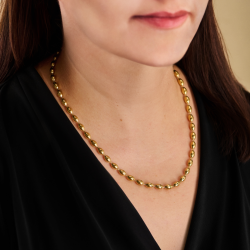 Traveller Ketting - Edelstaal - Verguld - Ovale Druppels - 45+5 cm - 181311