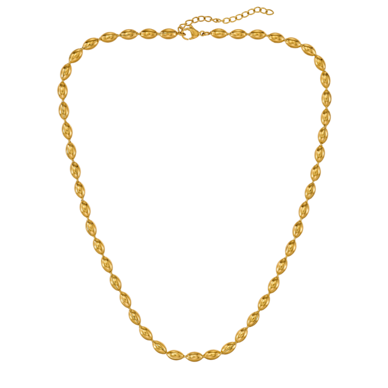 Traveller Necklace - Stainless Steel - Gold Plated - Oval Drops - 45+5 cm - 181311