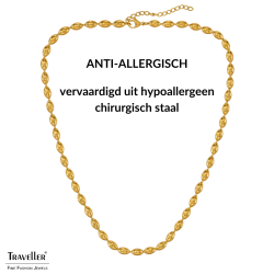 Traveller Dames Ketting - Edelstaal - Verguld - Ovale Druppels - 45+5 cm