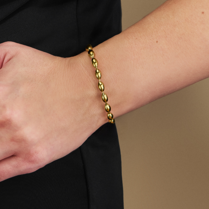 Traveller Armband Dames - Edelstaal - Verguld - Ovale Druppels - 17+4 cm - 181312