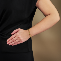 Traveller Bracelet - Stainless Steel - Gold Plated - Oval Drops - 17+4 cm - 181312