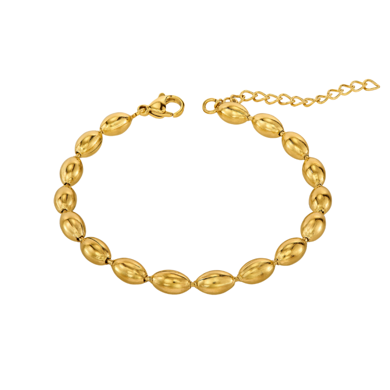 Traveller Bracelet - Stainless Steel - Gold Plated - Oval Drops - 17+4 cm - 181312