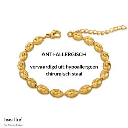 Traveller Armband Dames - Edelstaal - Verguld - Ovale Druppels - 17+4 cm