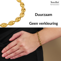 Traveller Armband Dames - Edelstaal - Verguld - Ovale Druppels - 17+4 cm