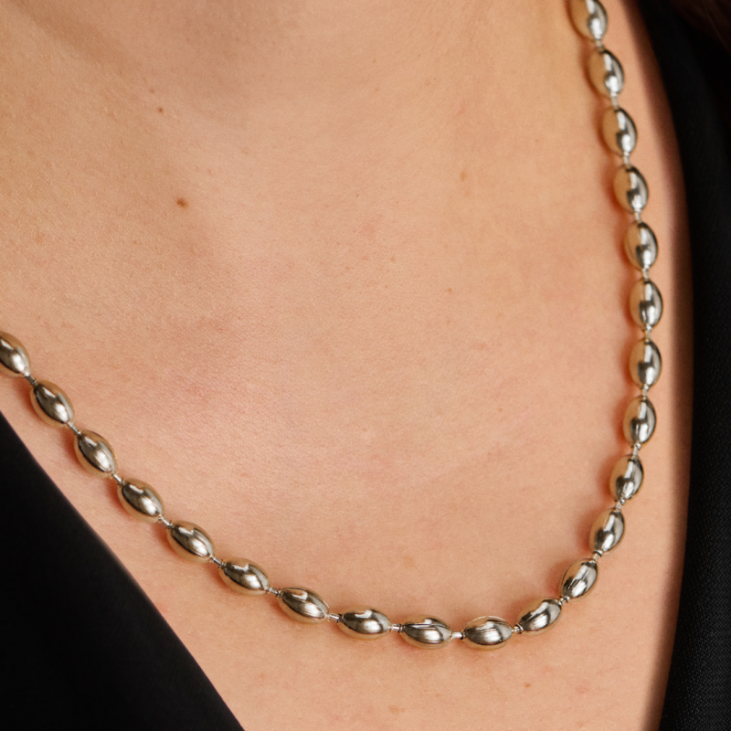 Traveller Collier - Edelstahl - Ovale Tropfen - 45+5 cm