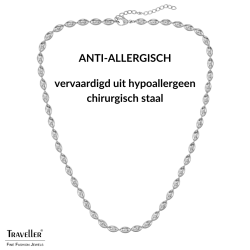 Traveller Ketting - Edelstaal - Ovale Druppels - 45+5 cm - 181313