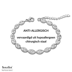 Traveller Armband Dames - Edelstaal - Ovale Druppels - 17+4 cm - 181314