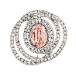 Grossé Broche Dames - Tresor - Zilverkleurig - Kristallen - Vintage Rose - Geplatineerd - 32 mm - GJ30558P