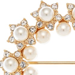 Grossé Broche Dames - Tresor - Verguld - Parels - 3 mm - Wit - Kristallen - 35 mm