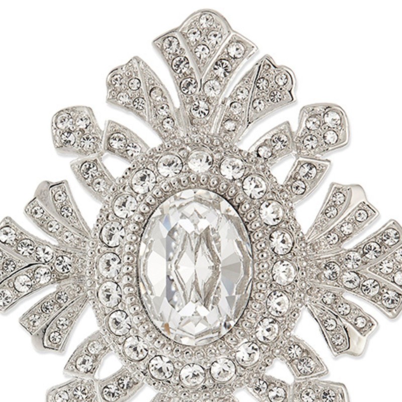 Grossé Broche Dames - Tresor - Zilverkleurig - Kristallen - Geplatineerd - 47x40mm - GJ30569P