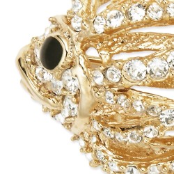 Grossé Brooch - Reproduction - Gold Plated - Crystals - Fish - 47x40mm