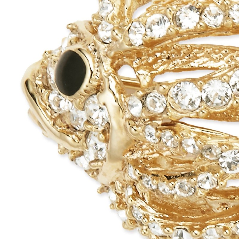 Grossé Brooch - Reproduction - Gold Plated - Crystals - Fish - 47x40mm