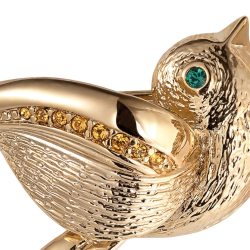 Grossé Broche - Tresor - Verguld - Kristallen - Groen Emerald & Gold Topaz - Vogel - 34 mm - GJ30413