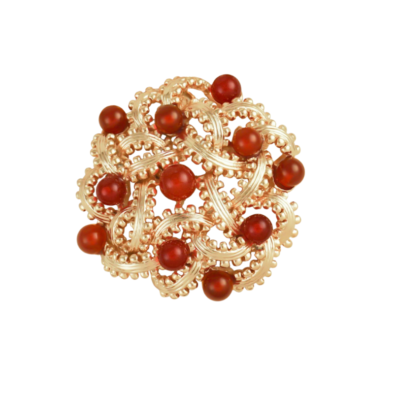 Grossé Broche Dames - Red Briar - Verguld - Edelstenen - Rood Agaath - 35 mm - GJ30553