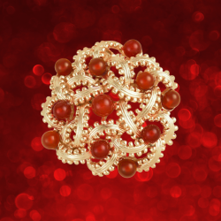Grossé Broche - Red Briar - Verguld - Edelstenen - Rood Agaath - 35 mm - GJ30553