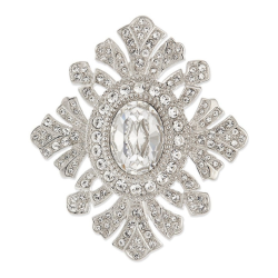 Grossé Broche Dames - Tresor - Zilverkleurig - Kristallen - Geplatineerd - 47x40mm - GJ30569P