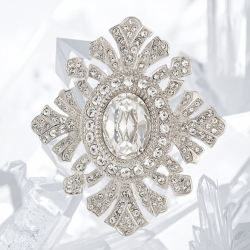 Grossé Broche Dames - Tresor - Zilverkleurig - Kristallen - Geplatineerd - 47x40mm - GJ30569P