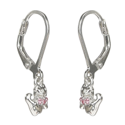 Traveller Ohrhänger - Katze Feles - Kinder - Sterling Silber - Kristalle - Rosa - 545203