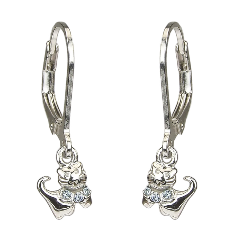 Traveller Drop Earrings - Cat Feles - Girls Earrings - Sterling Silver - Crystal - Light Blue - 545204