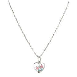 Traveller Kinderketting met Hanger  Meisjes Ketting - Vlinder Fluture - Roze & Blauw - Hart - Zilver 925 