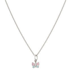 Traveller Anhänger mit Kette - Fluture Smetterling - Mädchen - Rosa & Blau - Sterling Silber 925