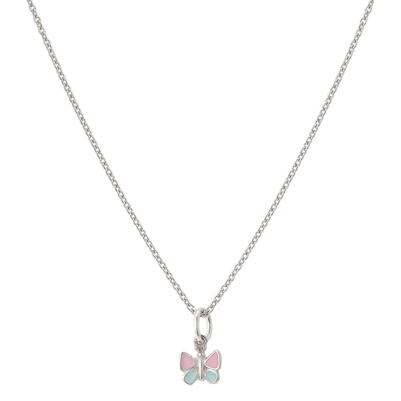 Traveller Anhänger mit Kette - Fluture Smetterling - Mädchen - Rosa & Blau - Sterling Silber 925 - 545216