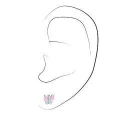 Traveller Kinderoorbellen - Meisjes Oorbellen - Fluture Vlinder - Roze & Blauw - Sterling Zilver 925