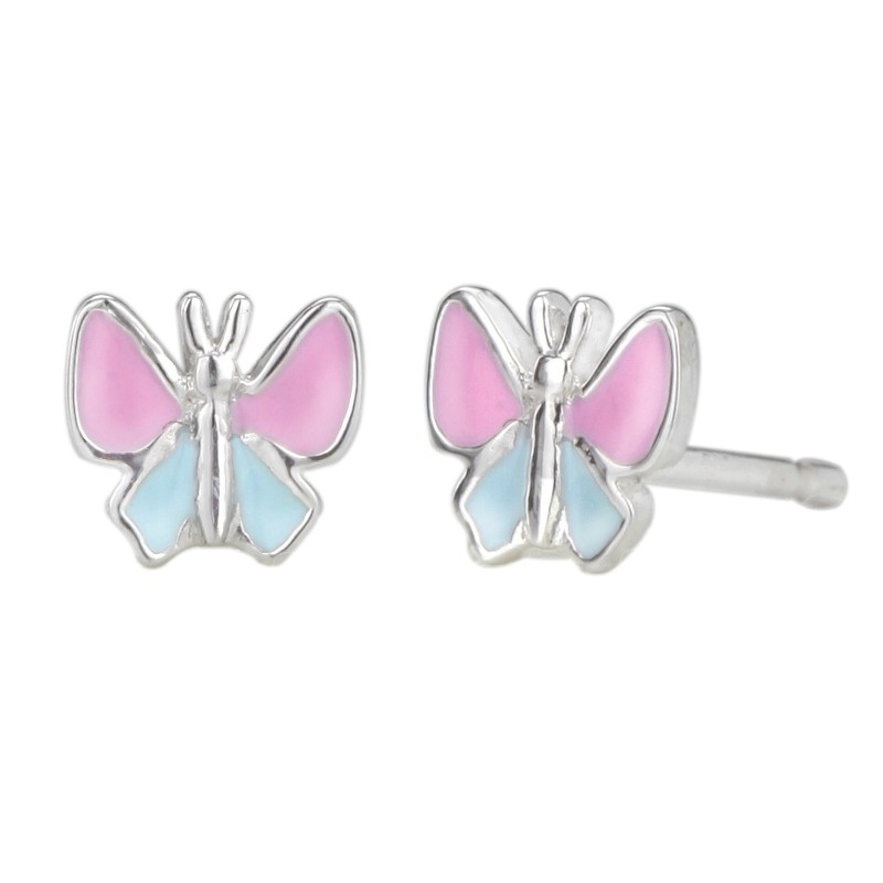 Traveller Earrings - Girls - Fluture Butterfly - Pink & Blue - Sterling Silver 925 - 545217