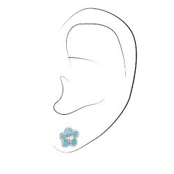 Traveller Kinderoorbellen - Meisjes Oorbellen - Kristal - Bloem - Licht Blauw - Sterling Zilver 925