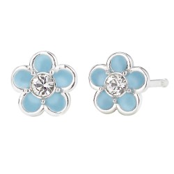 Traveller Kinderoorbellen - Meisjes Oorbellen - Kristal - Bloem - Licht Blauw - Sterling Zilver 925 - 545219