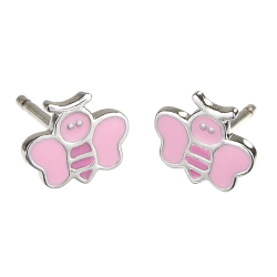 Traveller Kinderoorbellen - Meisjes Oorbellen - Vlinder Lolo - Sterling Zilver 925 - Licht Roze - 545224