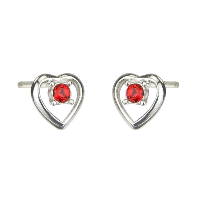 Traveller Earrings - Girls - Heart Dushi - Sterling Silver 925 - Crystal - Red - 545227